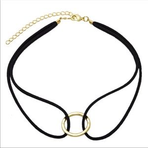 New Trendy Round Double Black Leather Choker